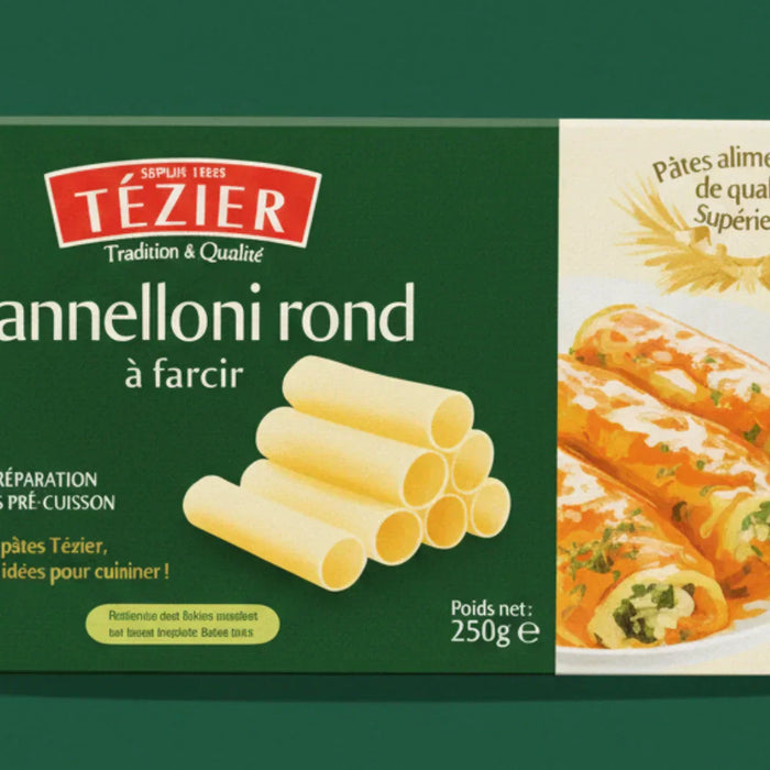 Boîte de Cannelloni Rond à farcir Maison Tézier 250 g – Pâtes françaises artisanales sans pré-cuisson, disponibles sur EasyGusto.fr