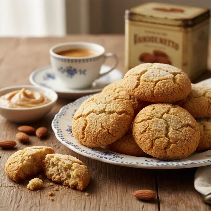 Amaretti morbidi italiens — biscuits moelleux aux amandes traditionnels d’Italie, spécialité artisanale de Saronno, disponibles sur EasyGusto.fr