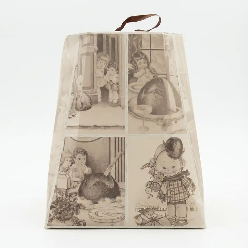 Pandoro Classico Loison 1kg out of its packaging, golden cake in the shape of a star with typical fluffy texture.