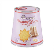 Mini Pandoro Bauli 100g – Italian cake in the shape of a star, presented in its pink mauve packaging with a red handle.