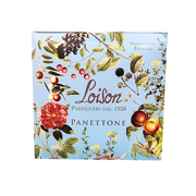 Vue du dessus du Panettone Loison 1kg, avec un emballage aux motifs floraux colorés.