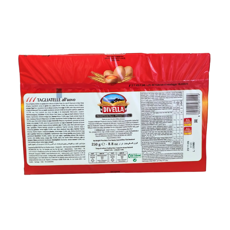 Tagliatelle Pasta with Eggs Divella 250g