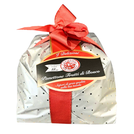 Panettone La Fattoria 1kg - fruits des bois emballé, dessert italien traditionnel sans raisins, panettone fruits rouges authentique.