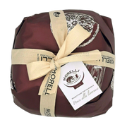 Panettone au chocolat noir Punch Livournais 750 g – Tradition Toscane, dans un emballage artisanal avec ruban.